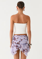 Altego Low Rise Hanky Mini Skirt - Antique Lilac Floral