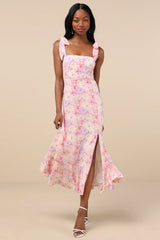 Summer Invite White and Blue Toile Tie-Strap Tiered Midi Dress