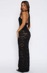Take Time Lace Maxi Skirt Black