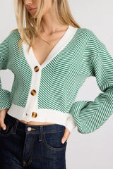 Here Comes a Holiday Red and White Striped Button-Up Cardigan