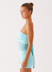 Lita Twist Mini Dress - Turquoise