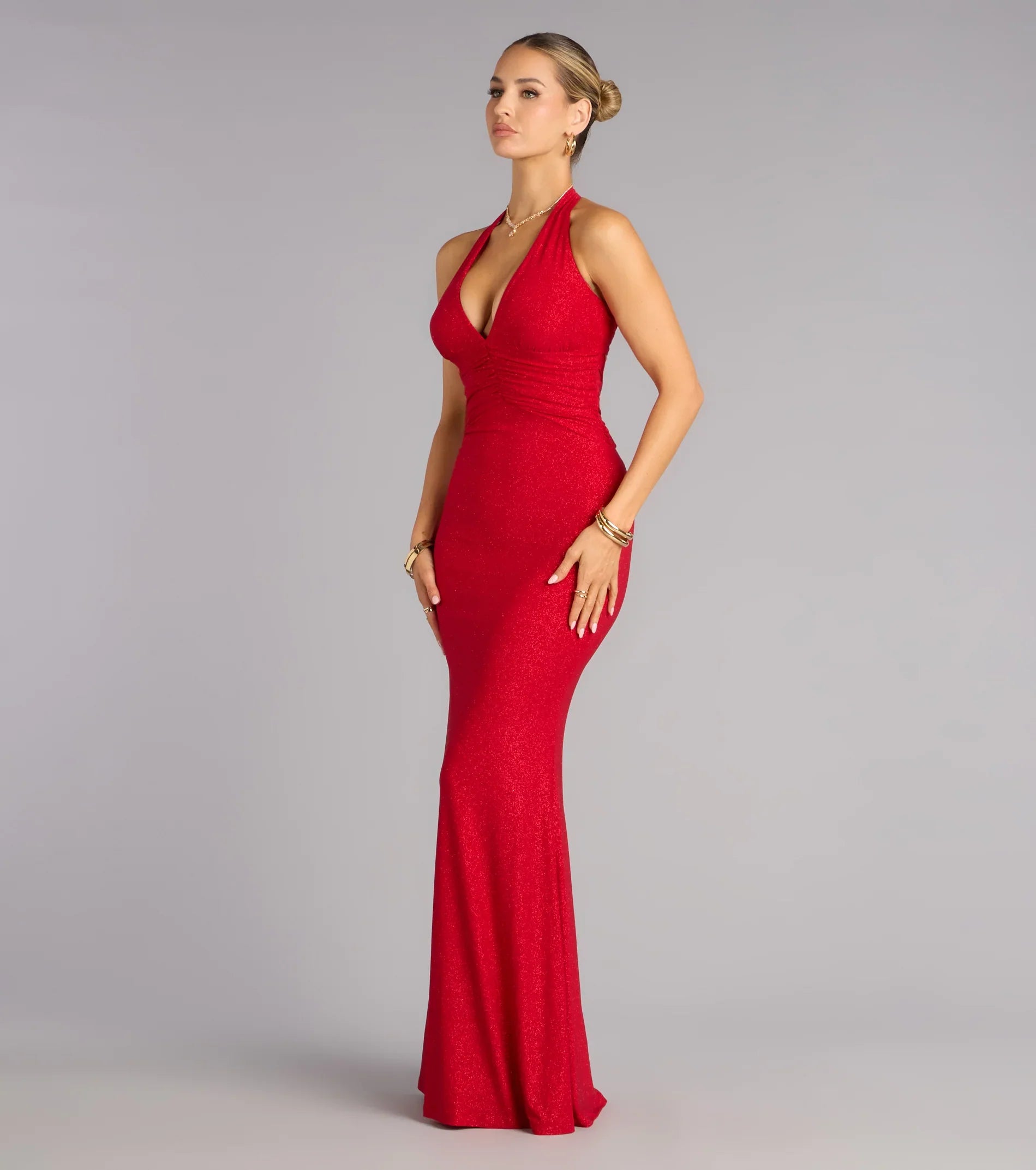Maribeth Glitter Strappy Back Mermaid Formal Dress