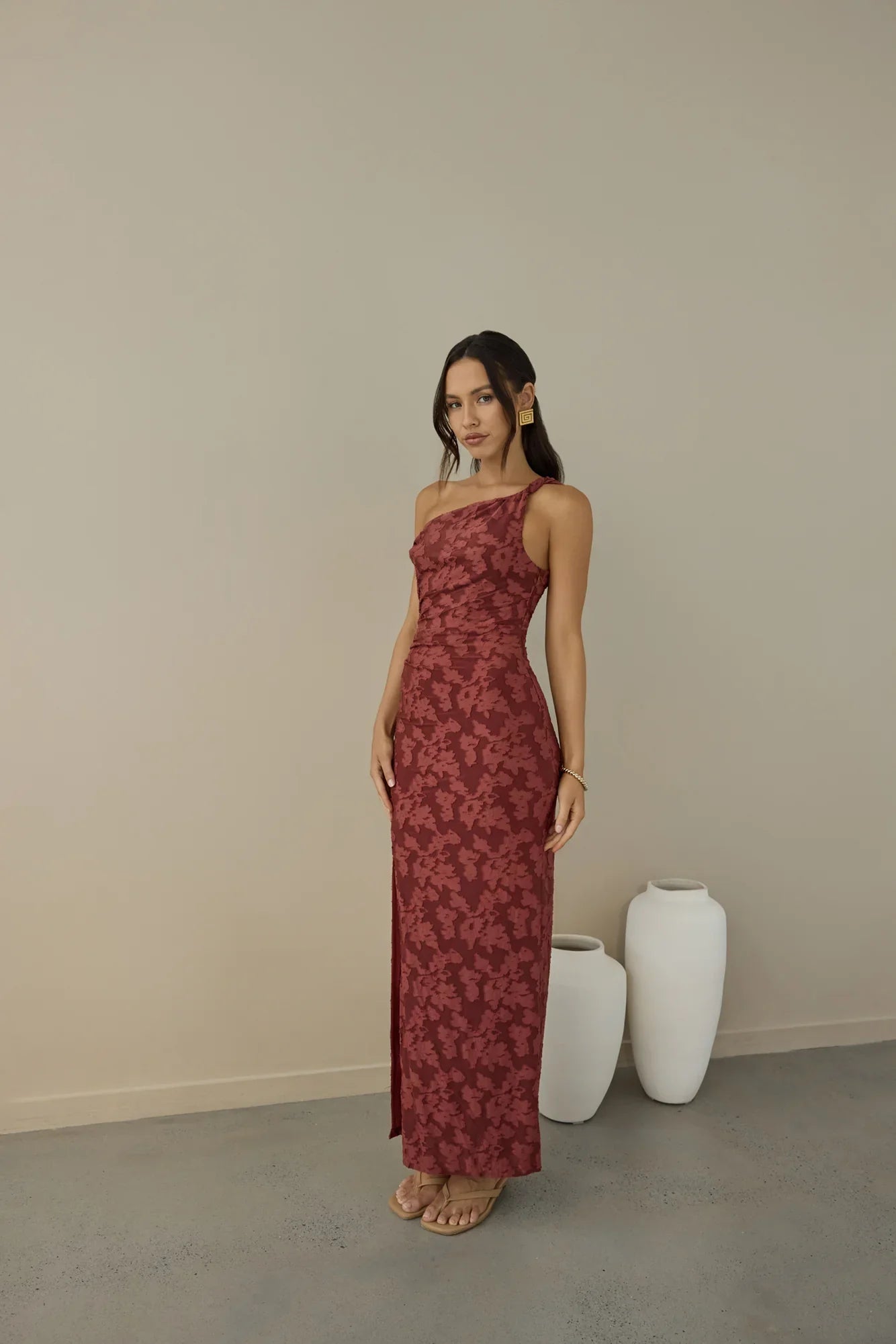 Breeze Of Pink Maxi Dress Wine