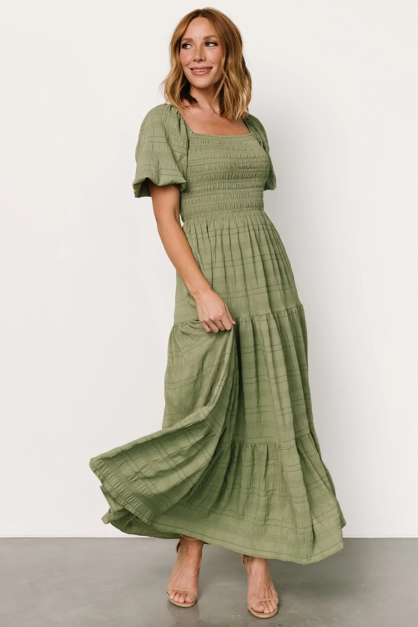 Amaya Smocked Dress | Green