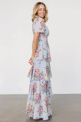 Montaigne Ruffle Maxi Dress | Light Blue Floral
