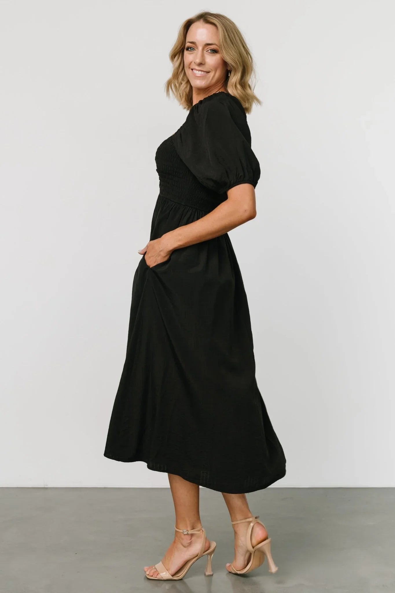 Stefania Midi Dress | Black
