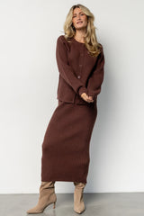Blair Rib Knit Skirt | Mahogany