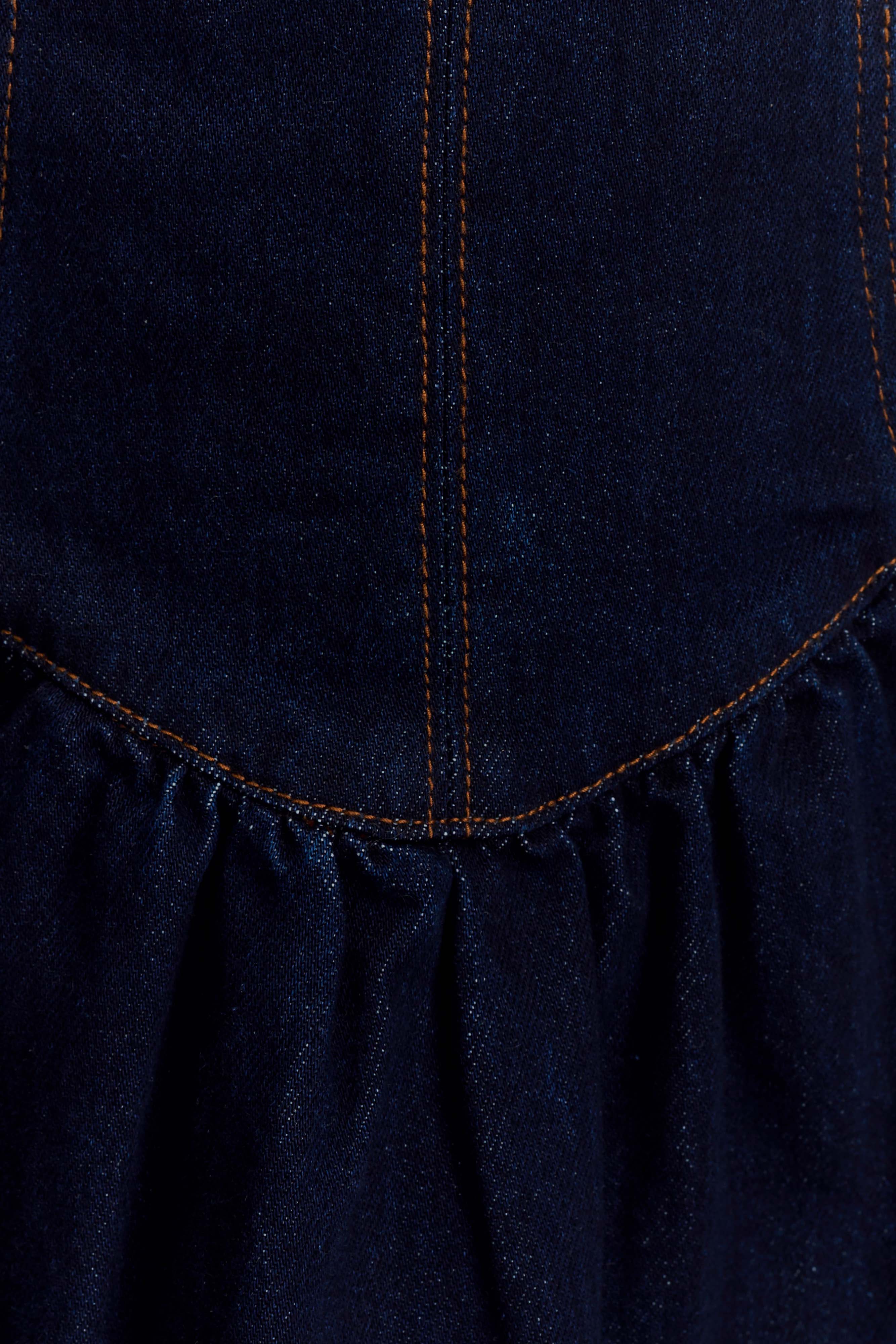 Cheyenne Scallop Denim Mini Dress - Indigo Blue