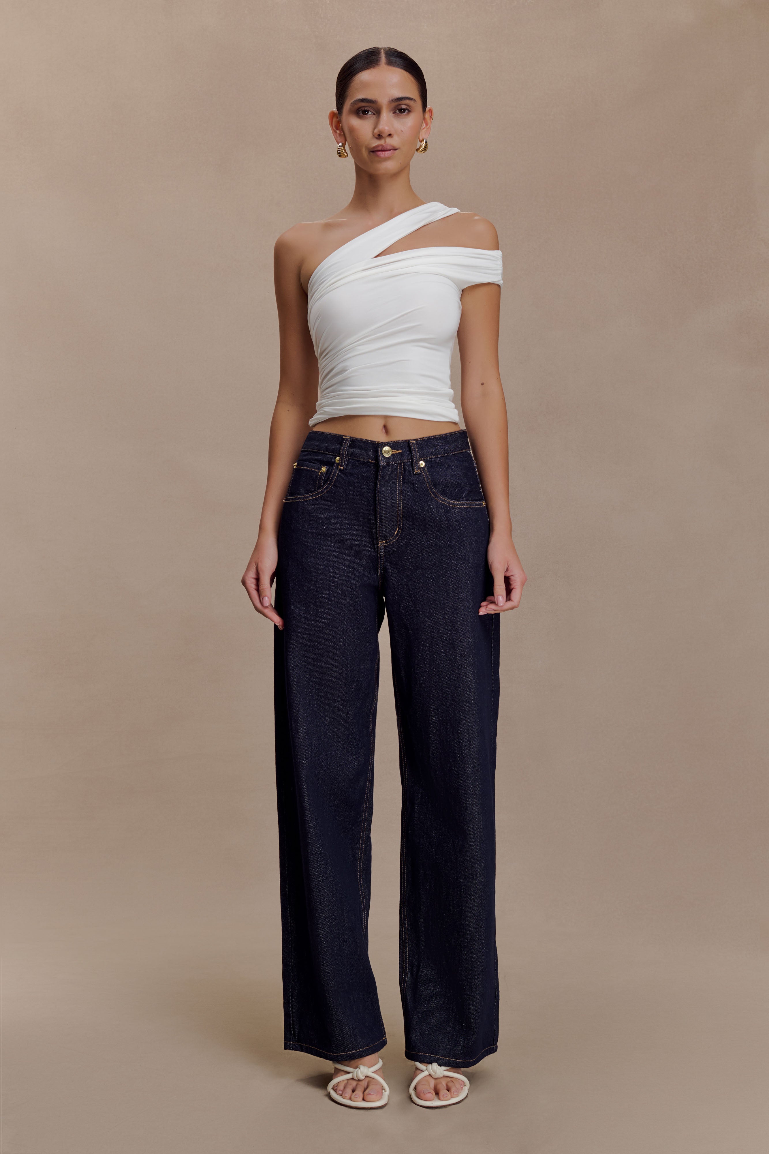 Anna One Shoulder Modal Top - White
