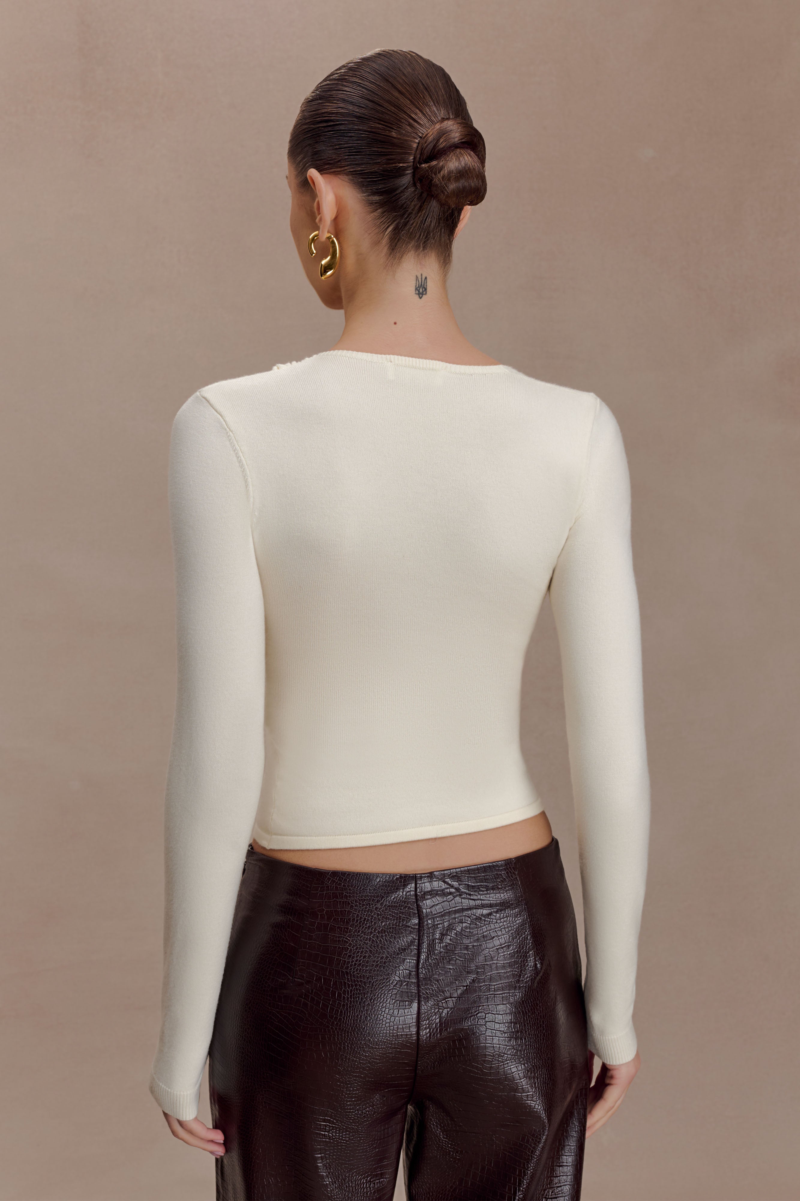 Kaylen Knit Long Sleeve Top - Ivory