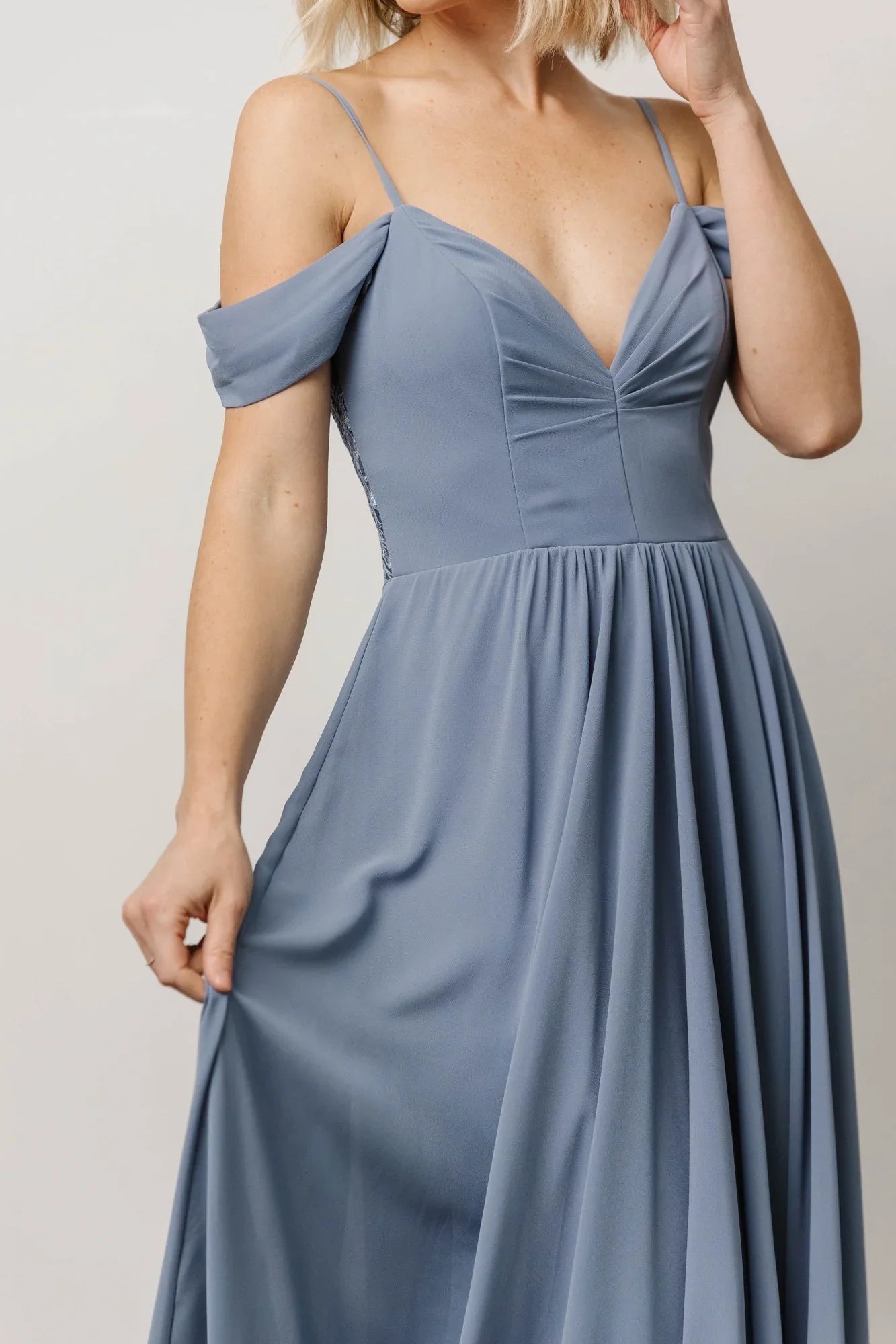 Bianca Lace Maxi Dress | Dusty Blue