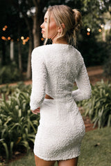 Kelly Long Sleeve Sequin Mini Dress - White