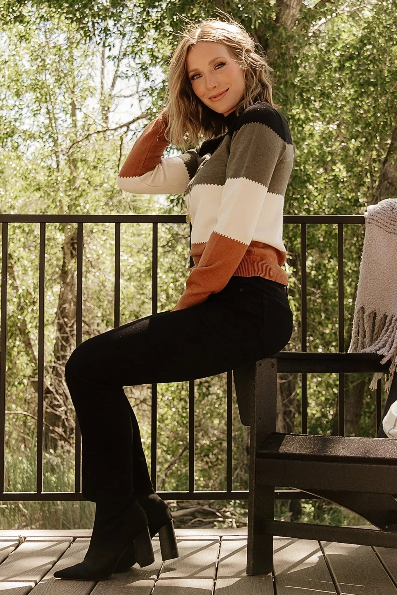 Porter Color Block Sweater | Black Multi