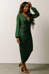 Torino Ruched Midi Dress | Green