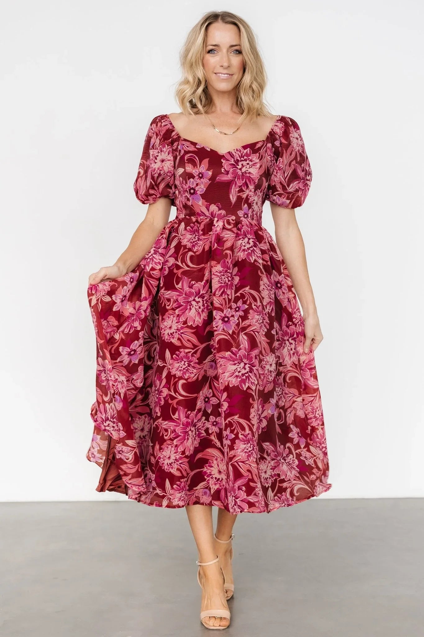 Samara Midi Dress | Rust + Pink