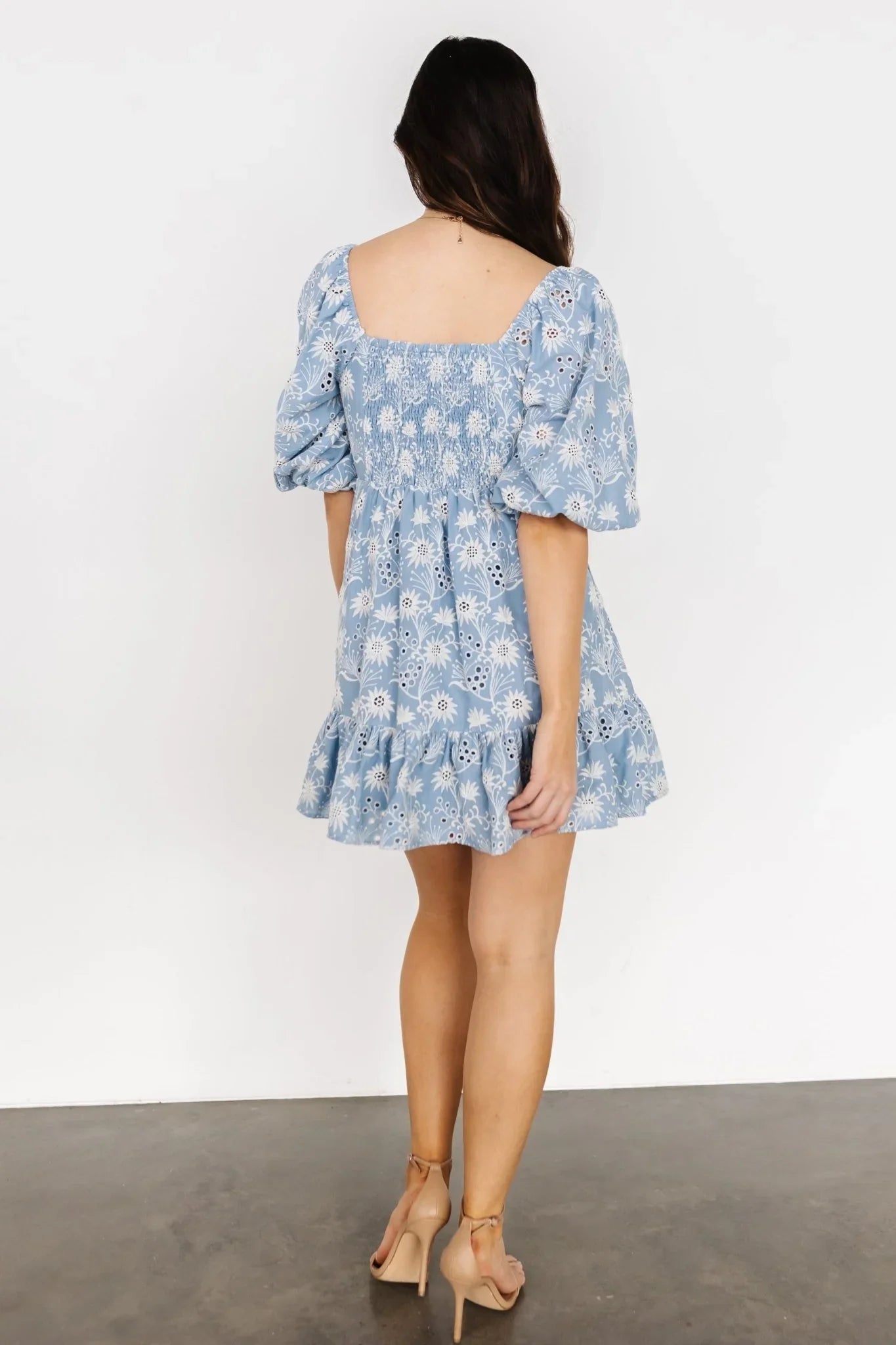 Serres Eyelet Mini Dress | Blue Floral