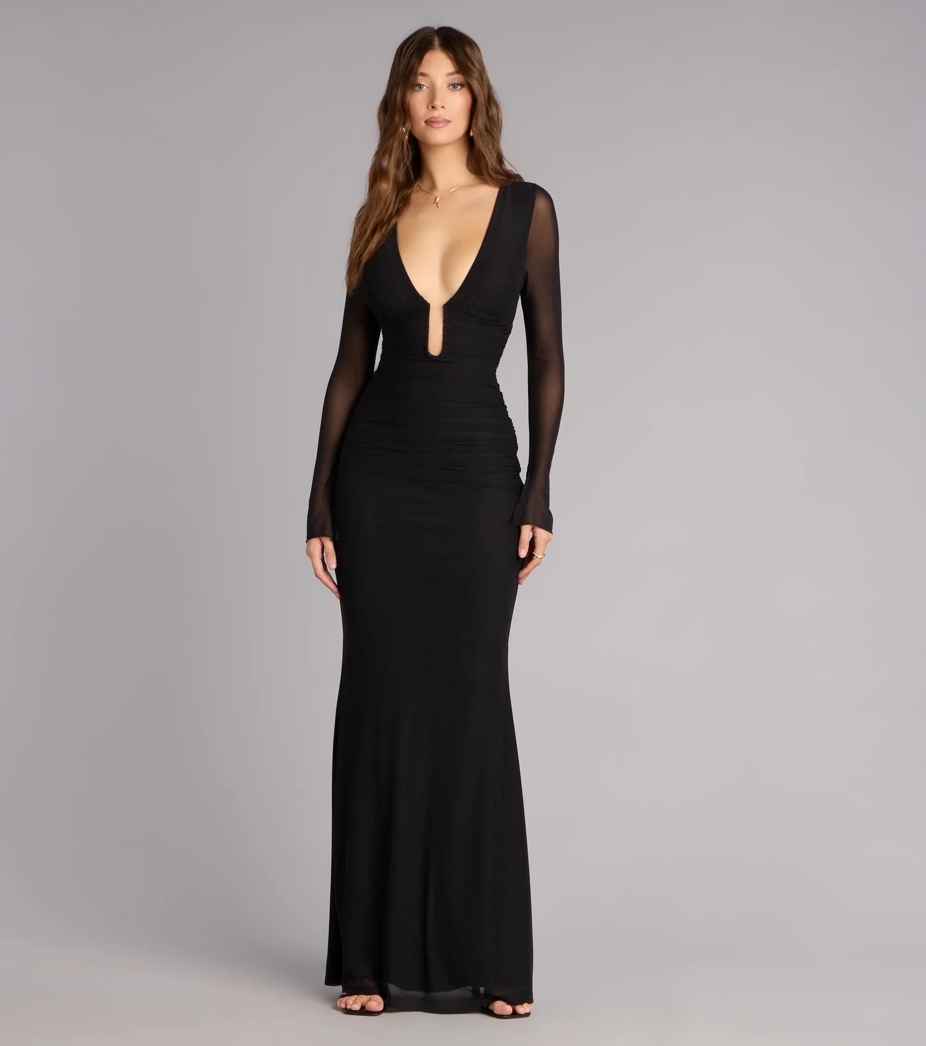 Eileen Mesh Long Sleeve Mermaid Formal Dress