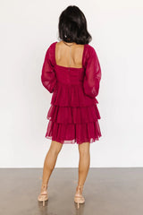 Thompson Tiered Short Dress | Burgundy