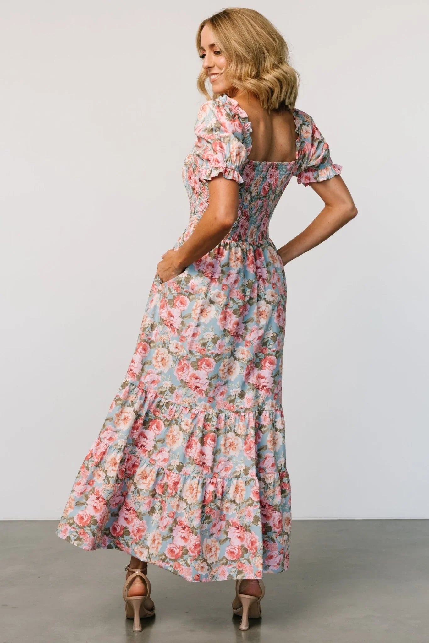 Tiana Maxi Dress | Vintage Blue + Pink Floral