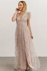 Nova Shimmer Maxi Dress | Dusty Lilac