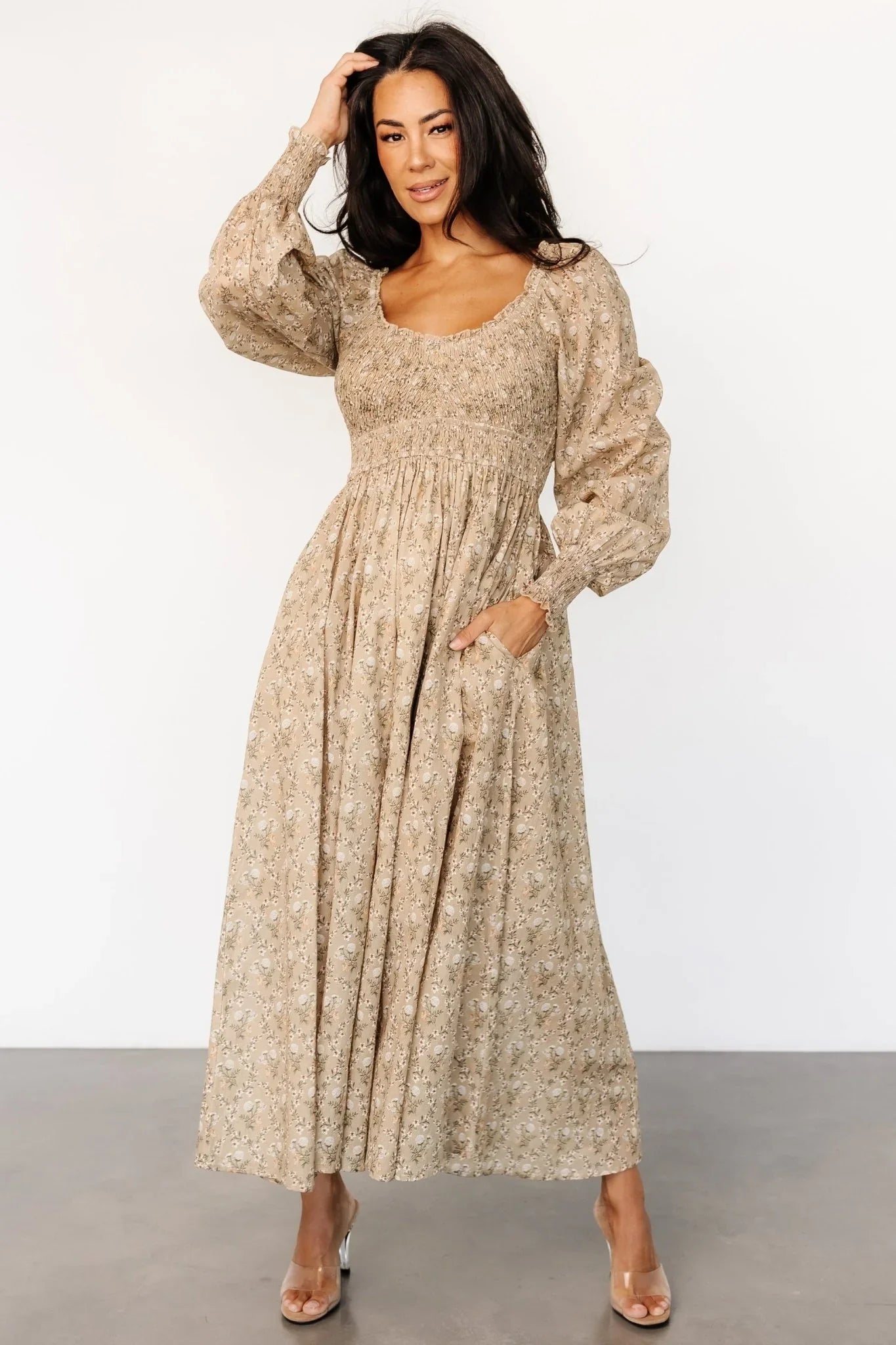 Truman Smocked Dress | Olive Floral