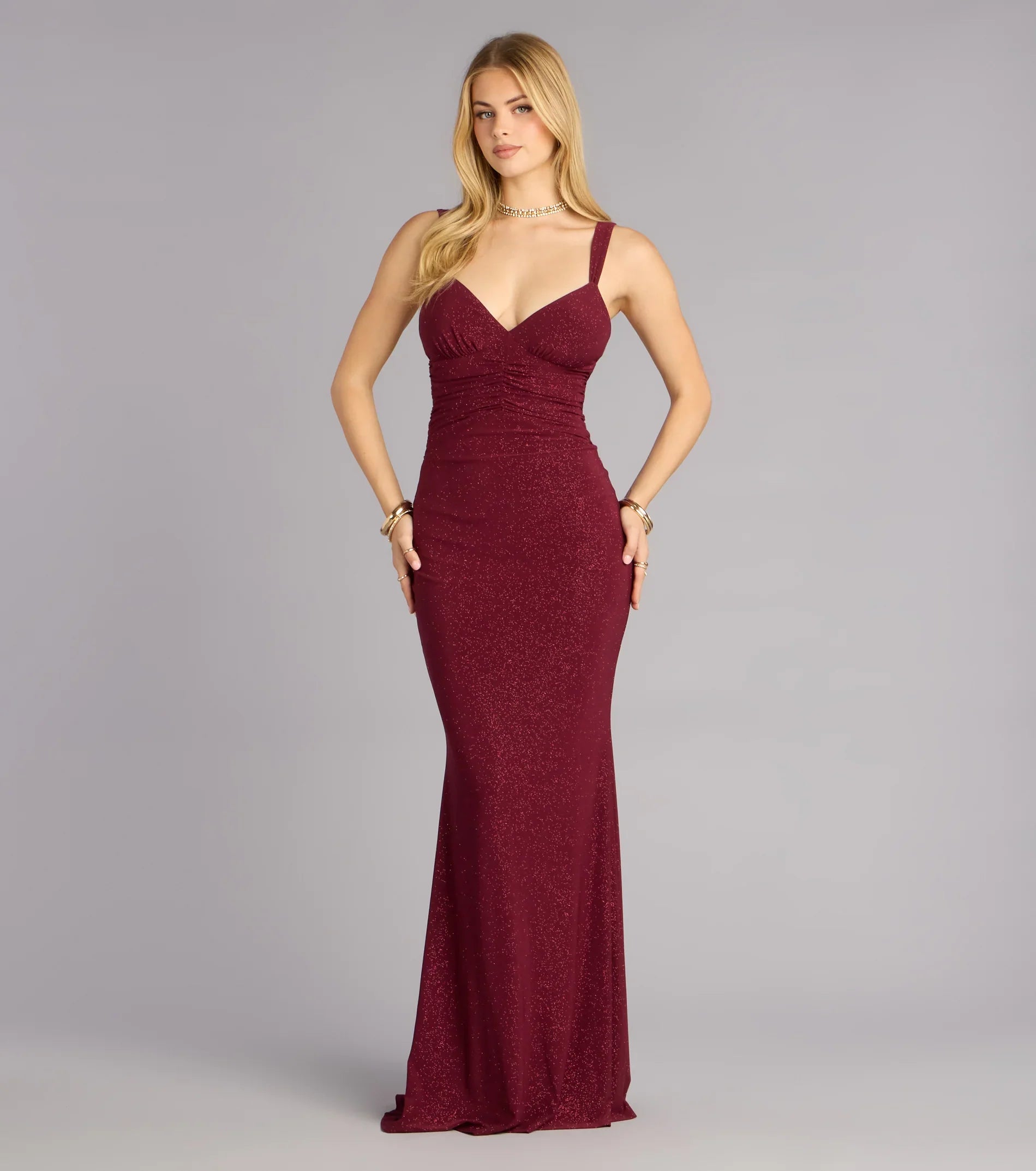Bailey Glitter Low Back Mermaid Formal Dress