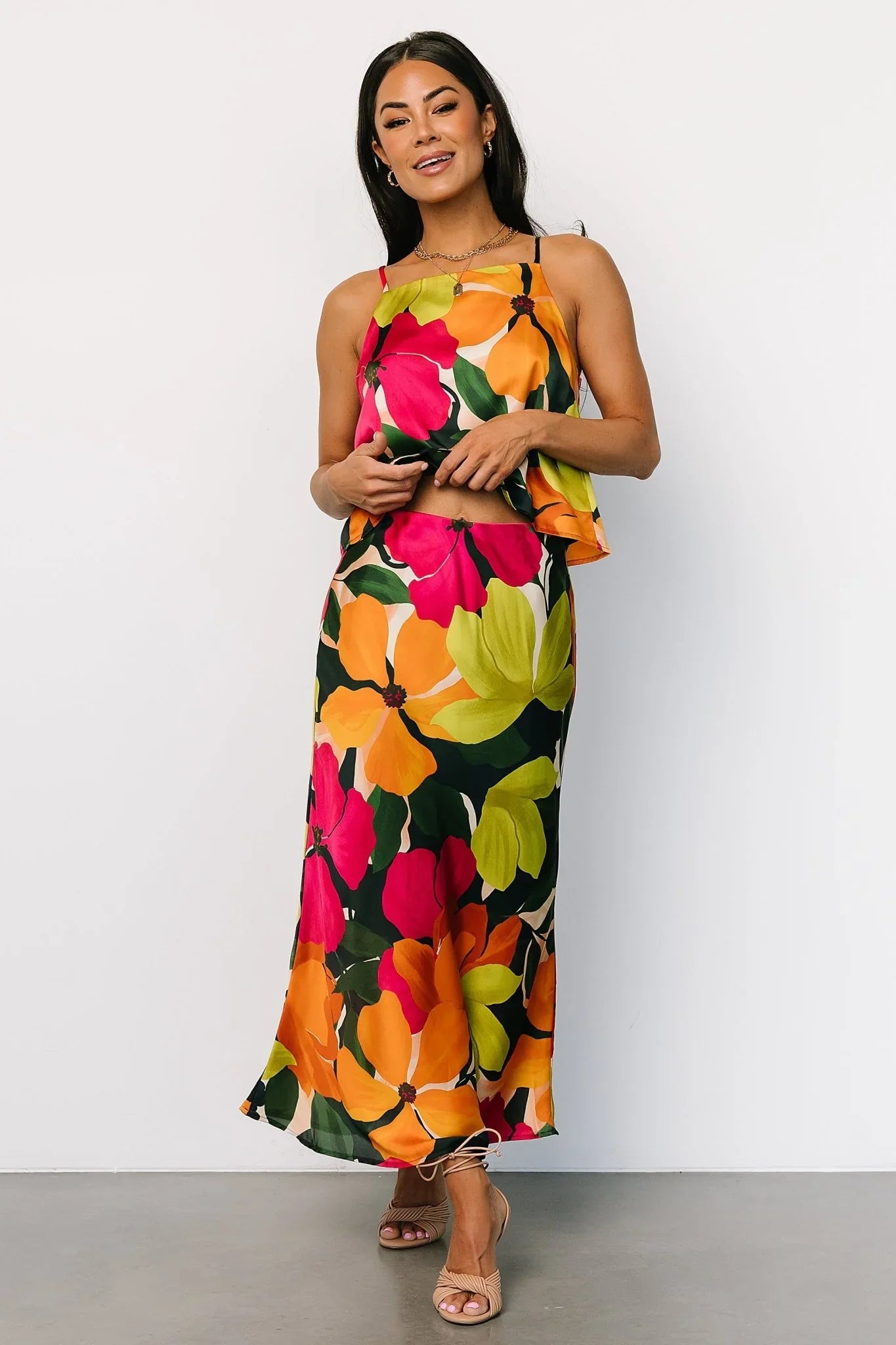 Leland Satin Skirt | Multi Floral