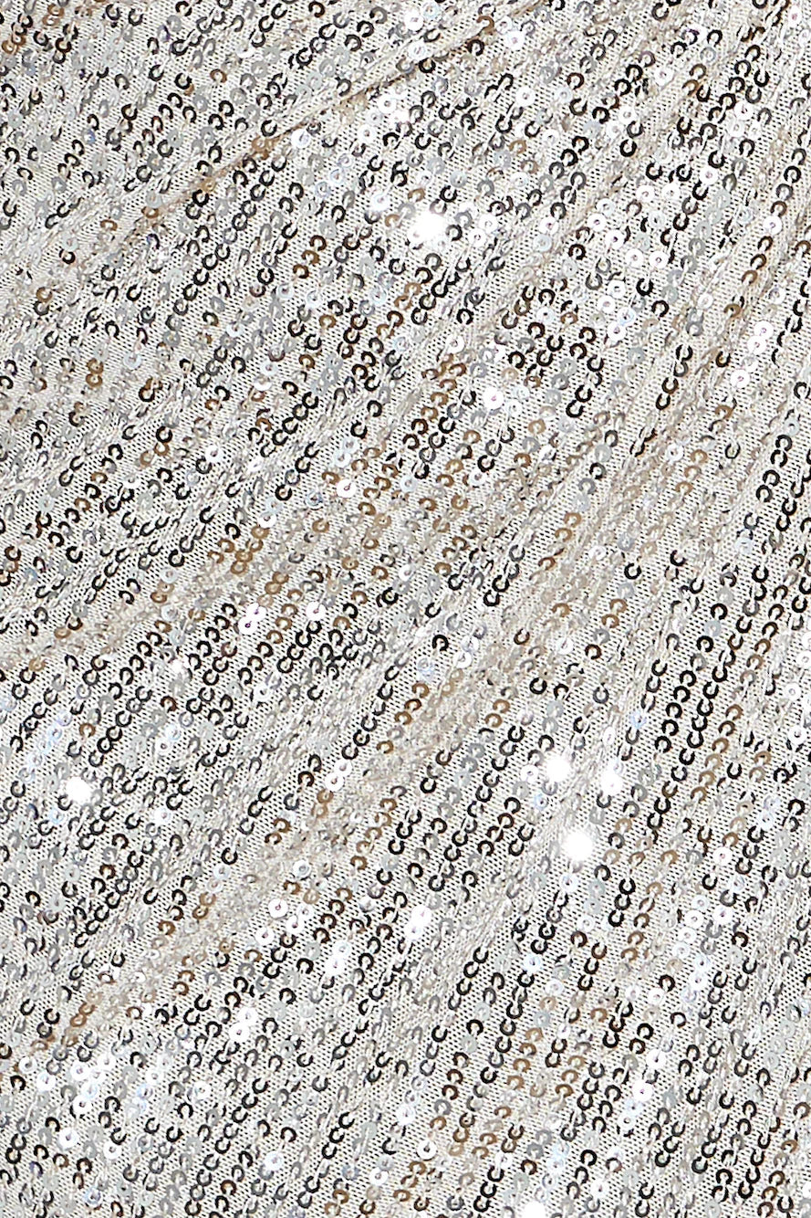 Twisted Shine Sequin Mini Dress Beige
