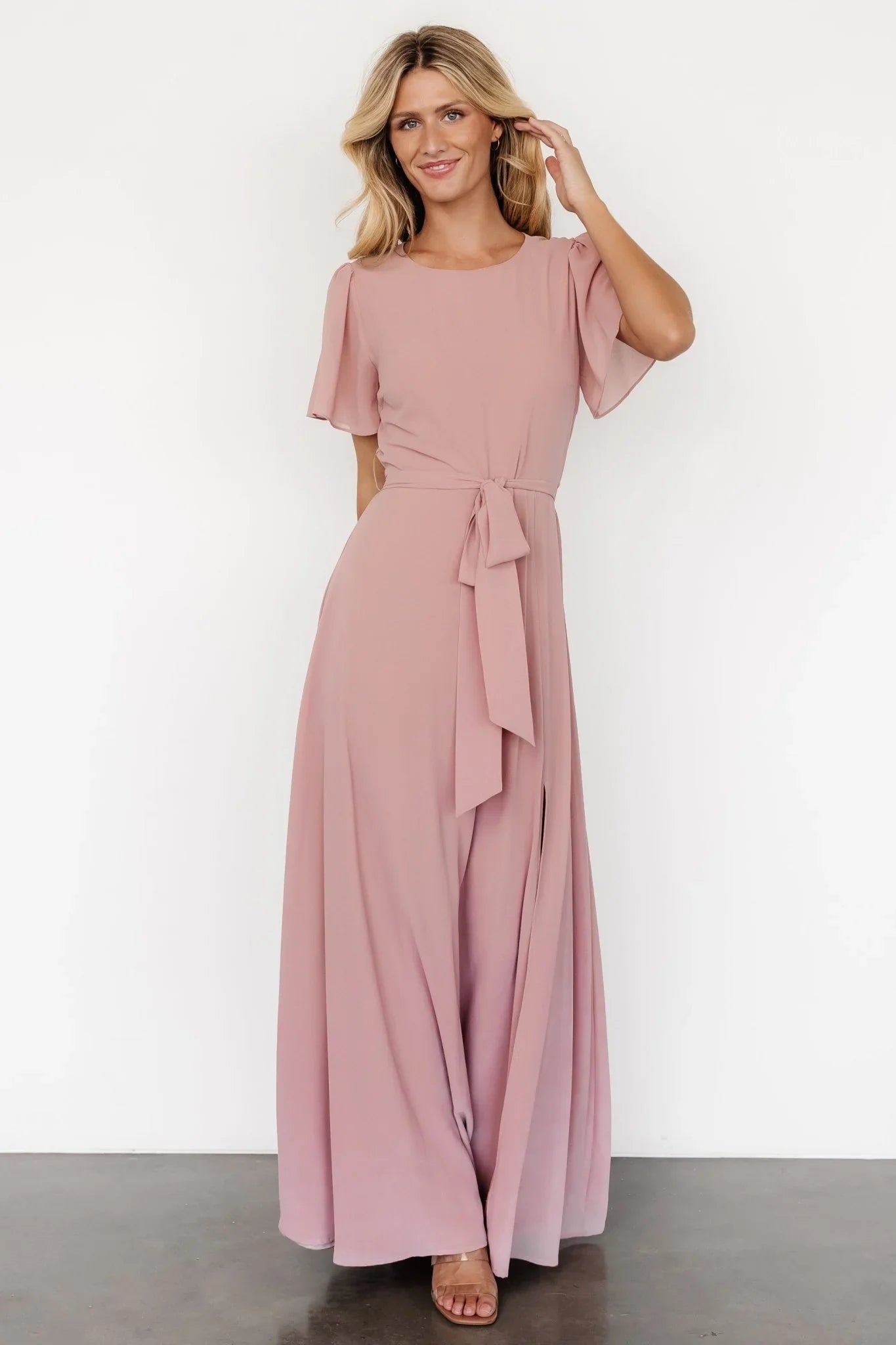 Naomi Short Sleeve Maxi Dress | Blush Pink