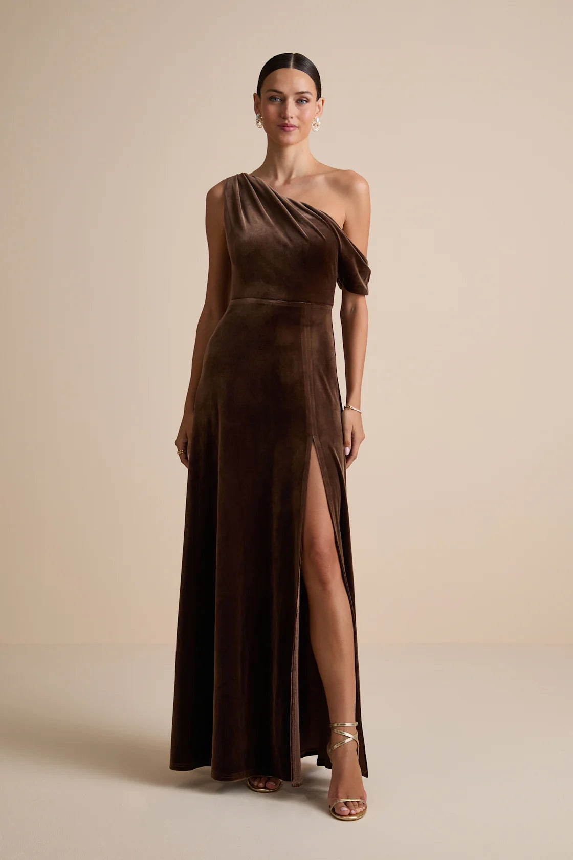 Coveted Confidence Black Velvet Asymmetrical Maxi Dress