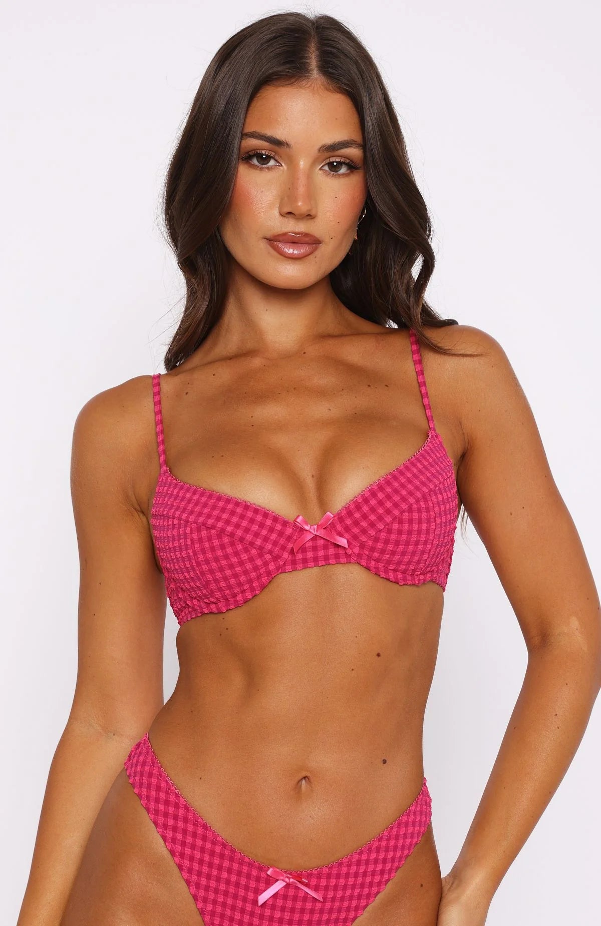 Beachside Bikini Top Fuchsia Gingham