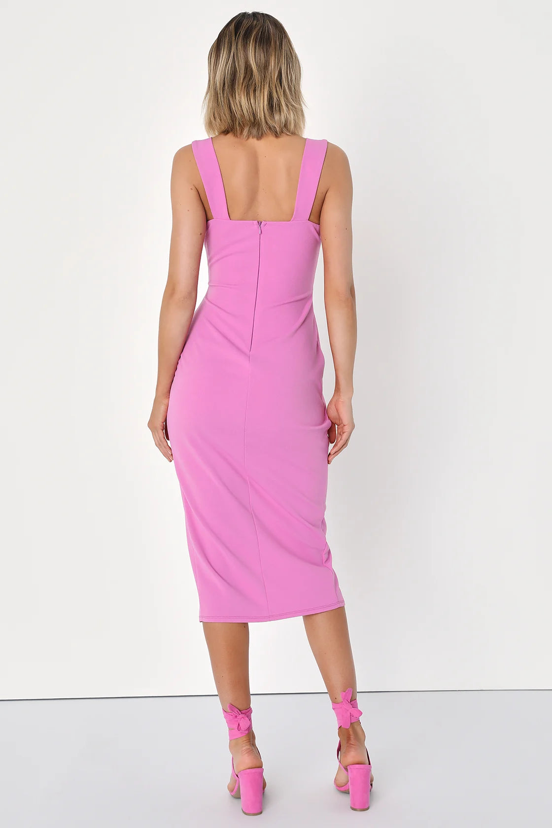 Always Beautiful Hunter Green Sleeveless Tulip Midi Dress
