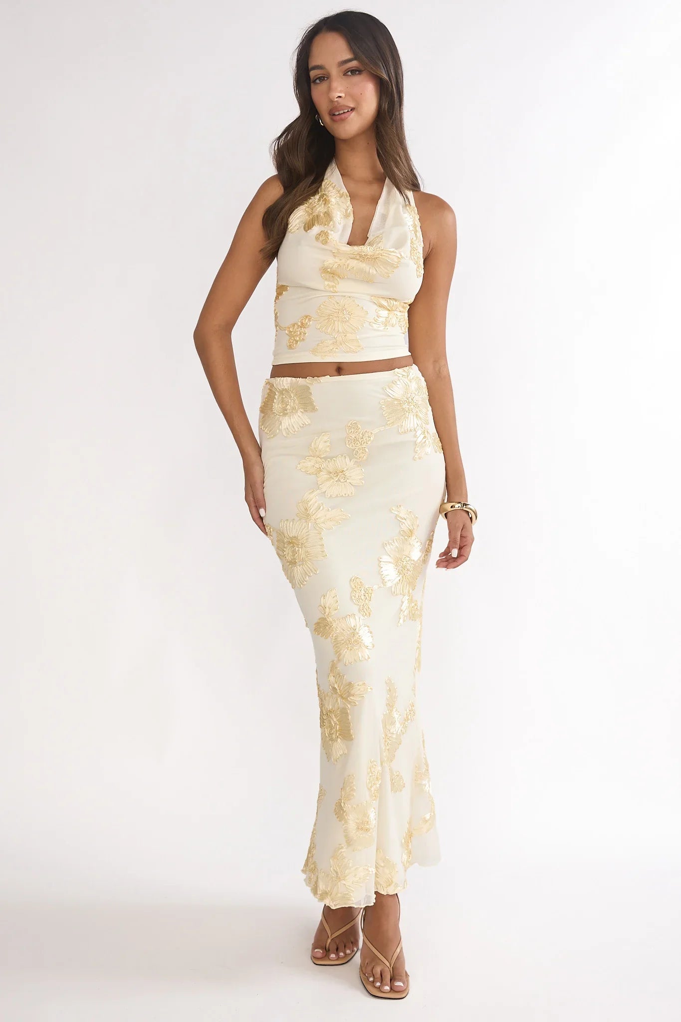 Golden Hours Maxi Skirt Embellished Yellow
