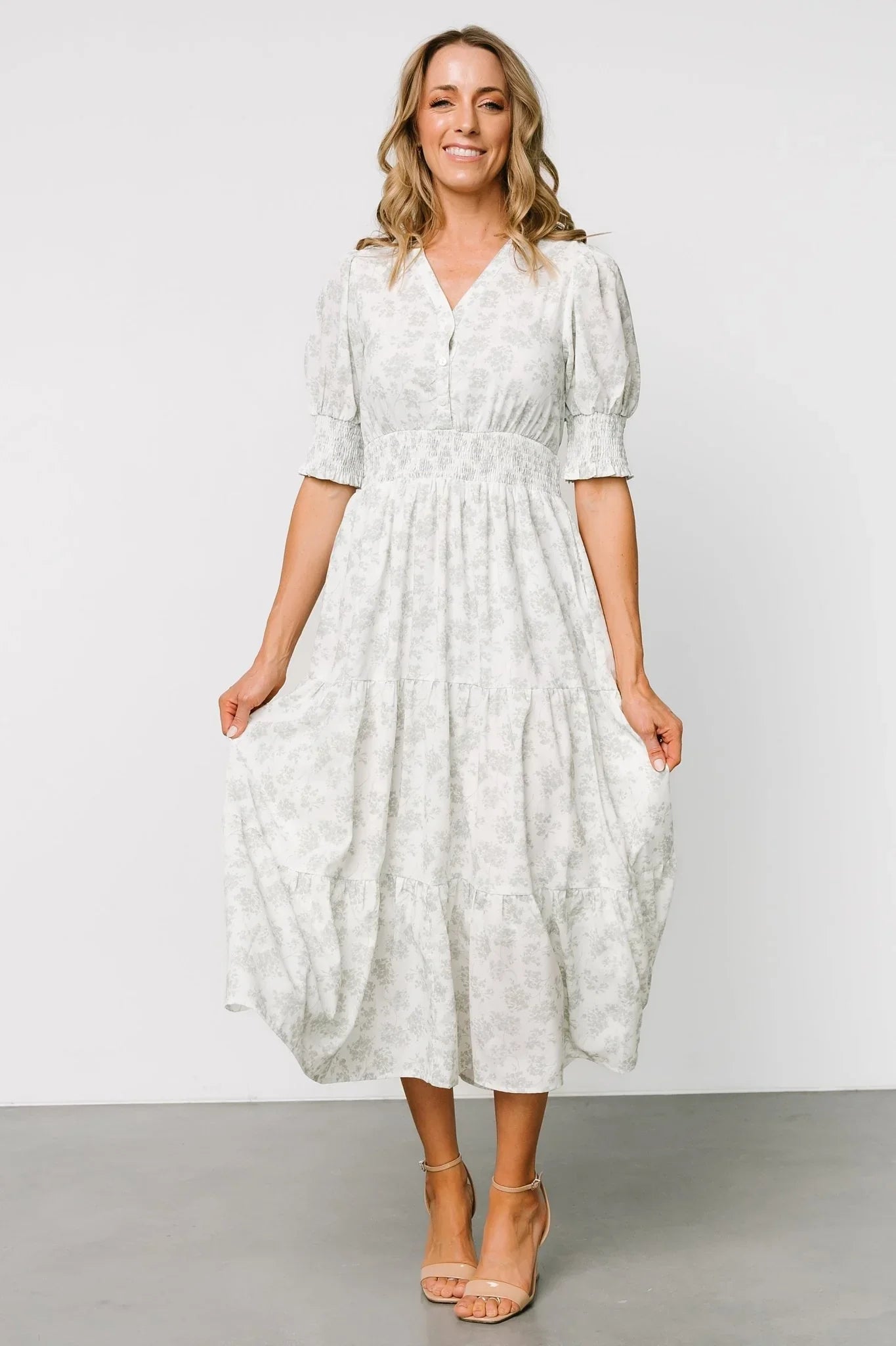 Miriam Midi Dress | Light Sage Floral