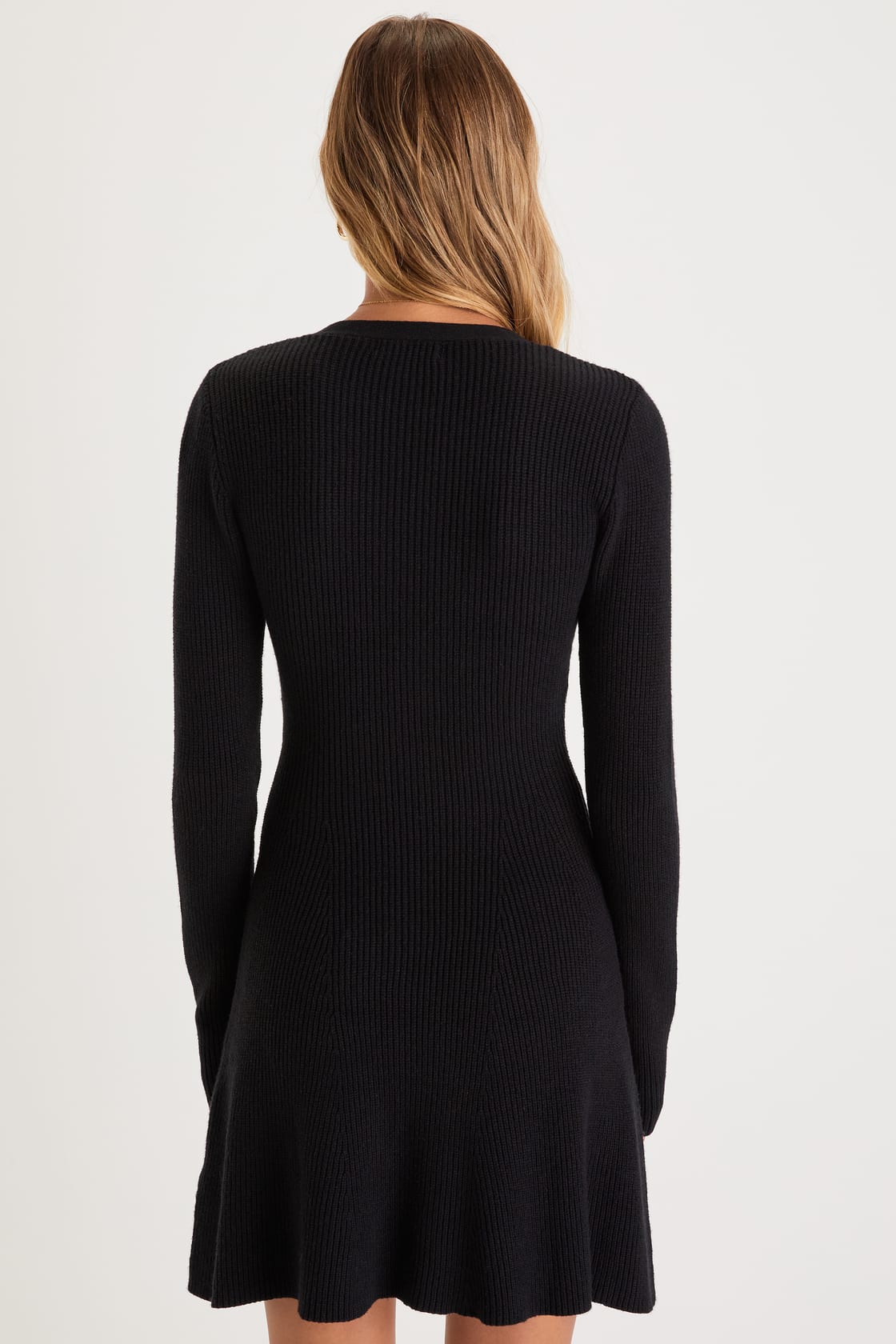 Adorably Flirty Emerald Button-Front Sweater Mini Dress