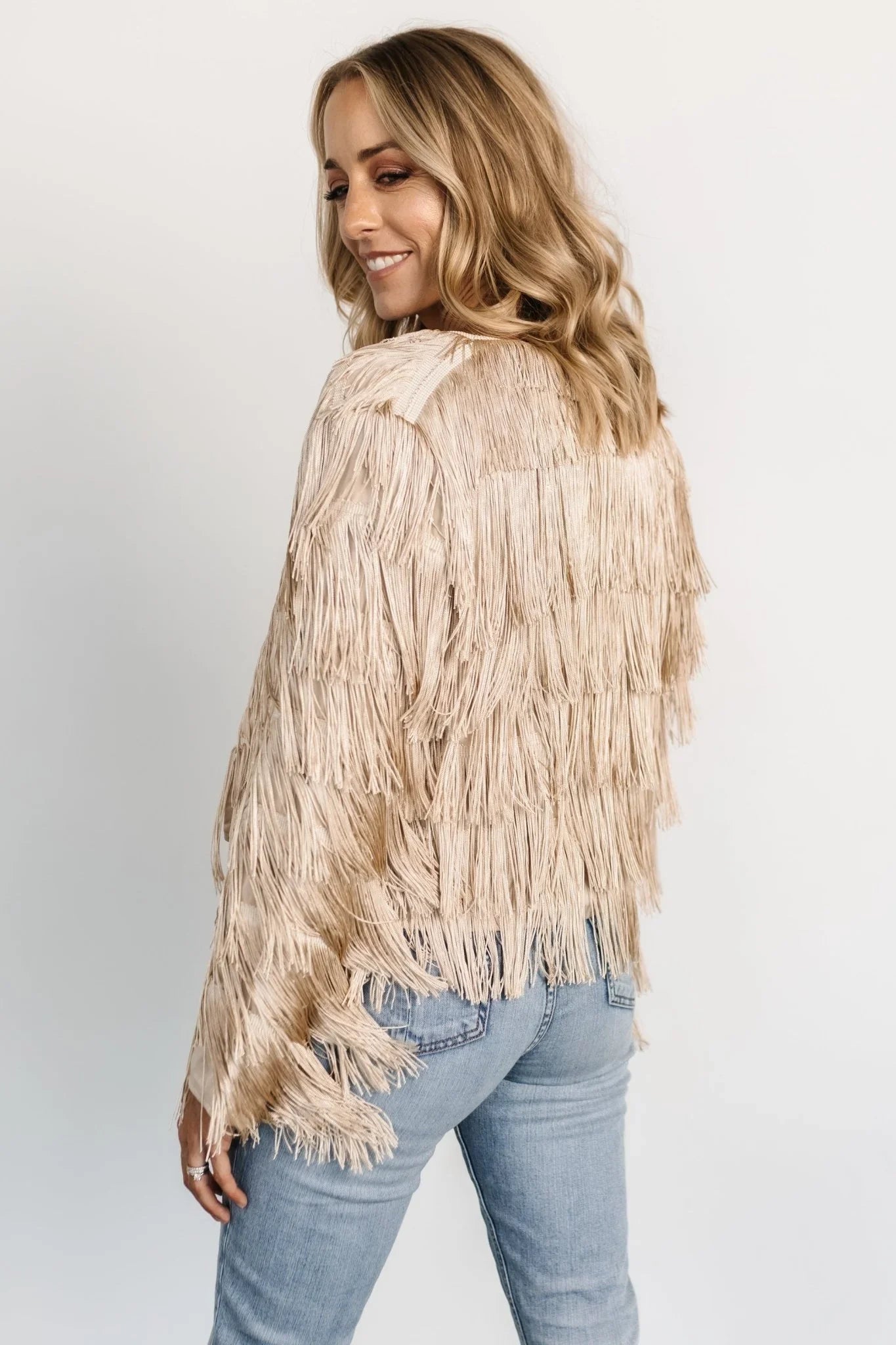 Sheridan Fringe Jacket | Champagne