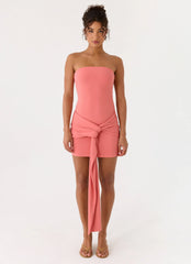 Jiliana Strapless Mini Dress - Coral