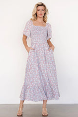 Lyssa Smocked Dress | Dusty Blue Floral