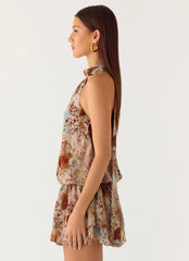 Rhodanthe Drop Waist Mini Dress - Desert Blur