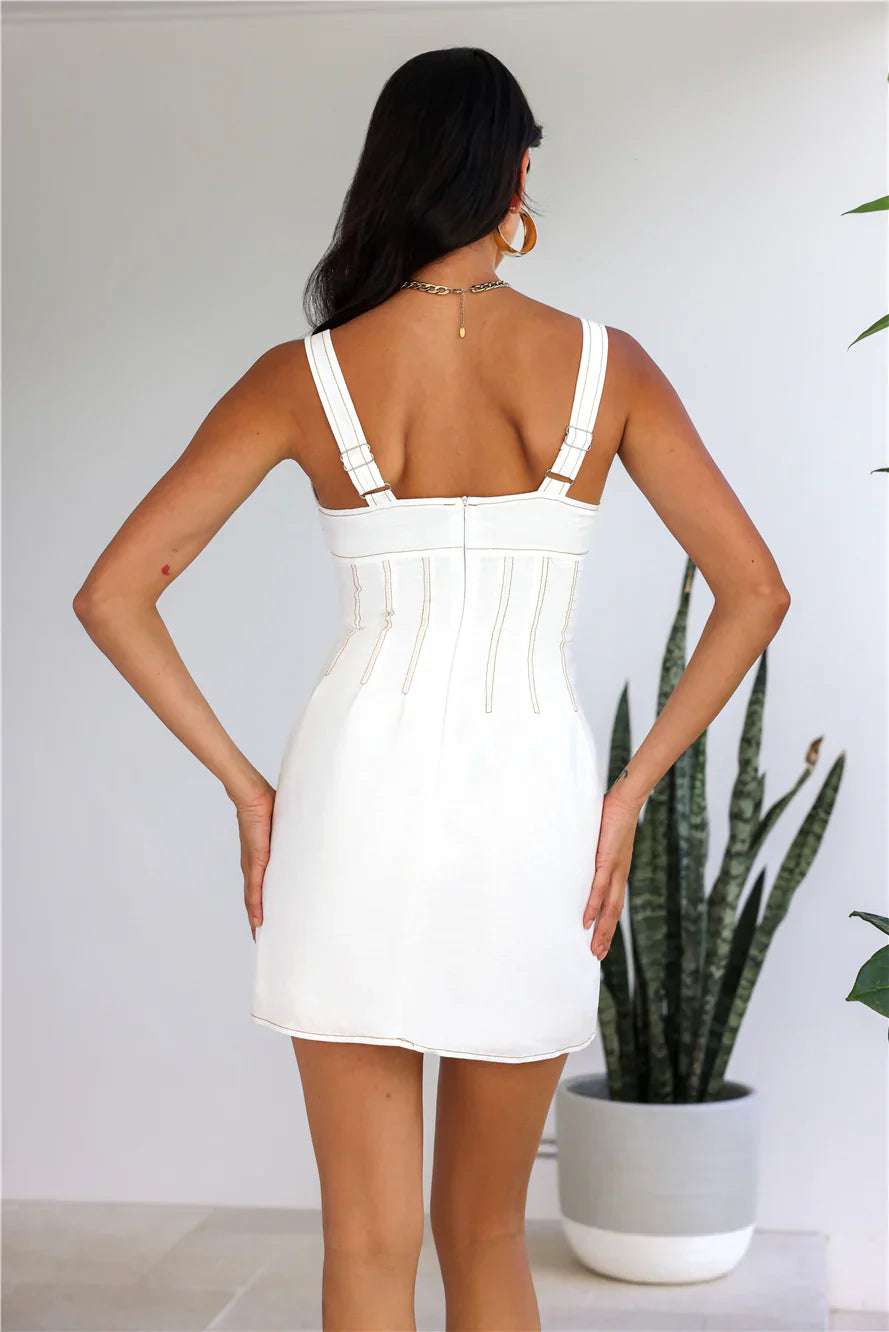 Sea Air Linen Blend Mini Dress White