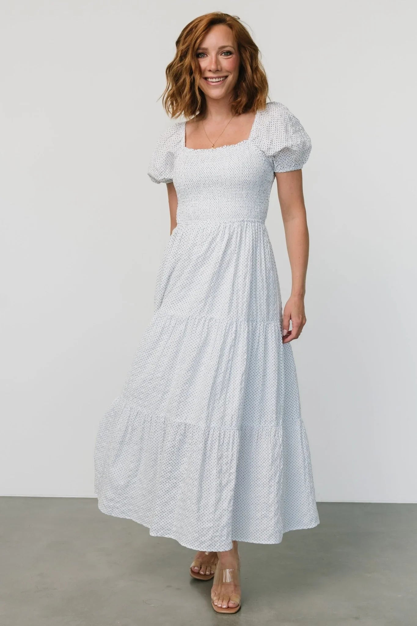 Calliope Smocked Maxi Dress | White Print