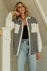 Montreal Houndstooth Shacket | Ivory + Black