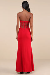 Iconic Arrival Black Strapless Bustier Mermaid Maxi Dress