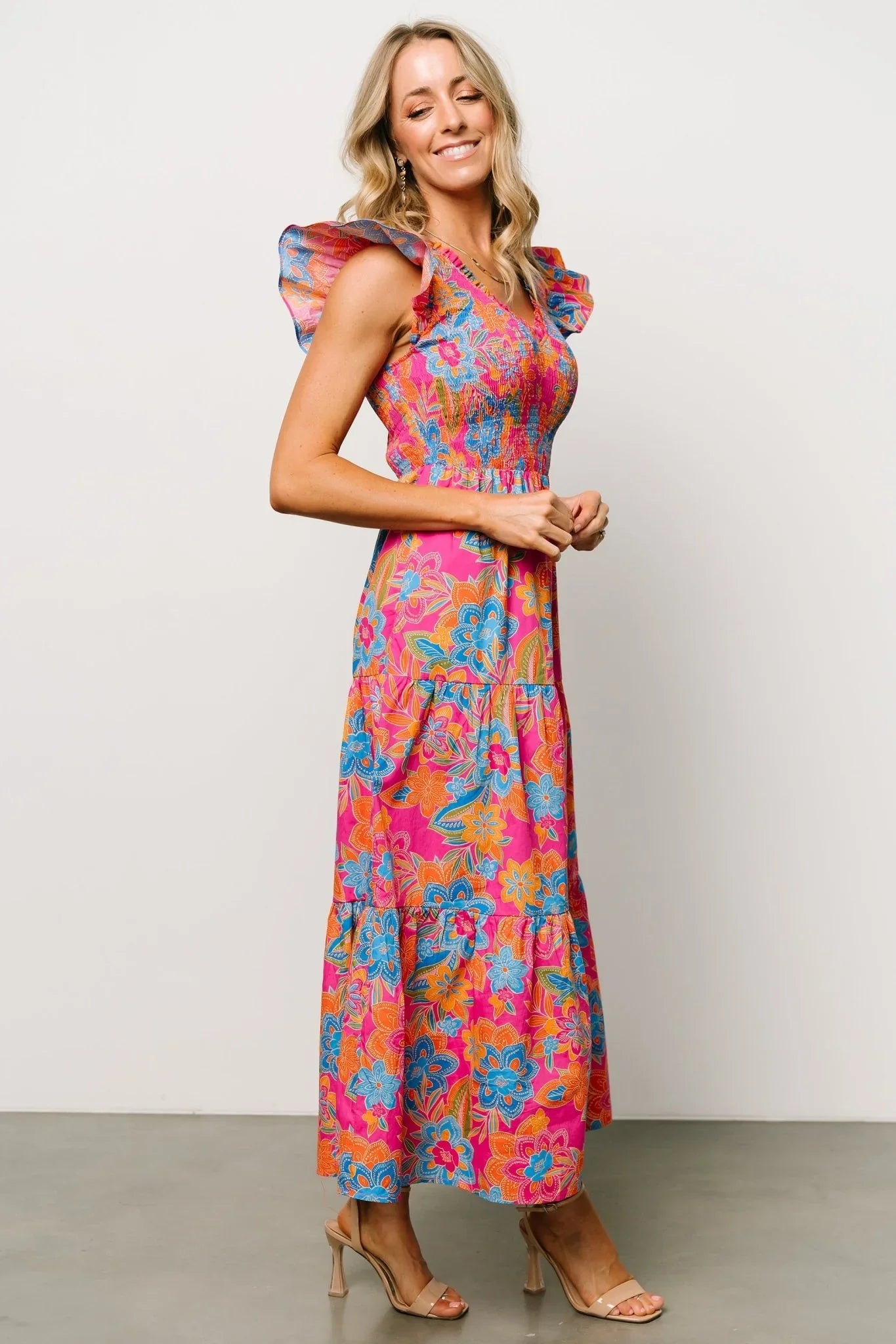 Ranchero Smocked Maxi Dress | Pink Multi