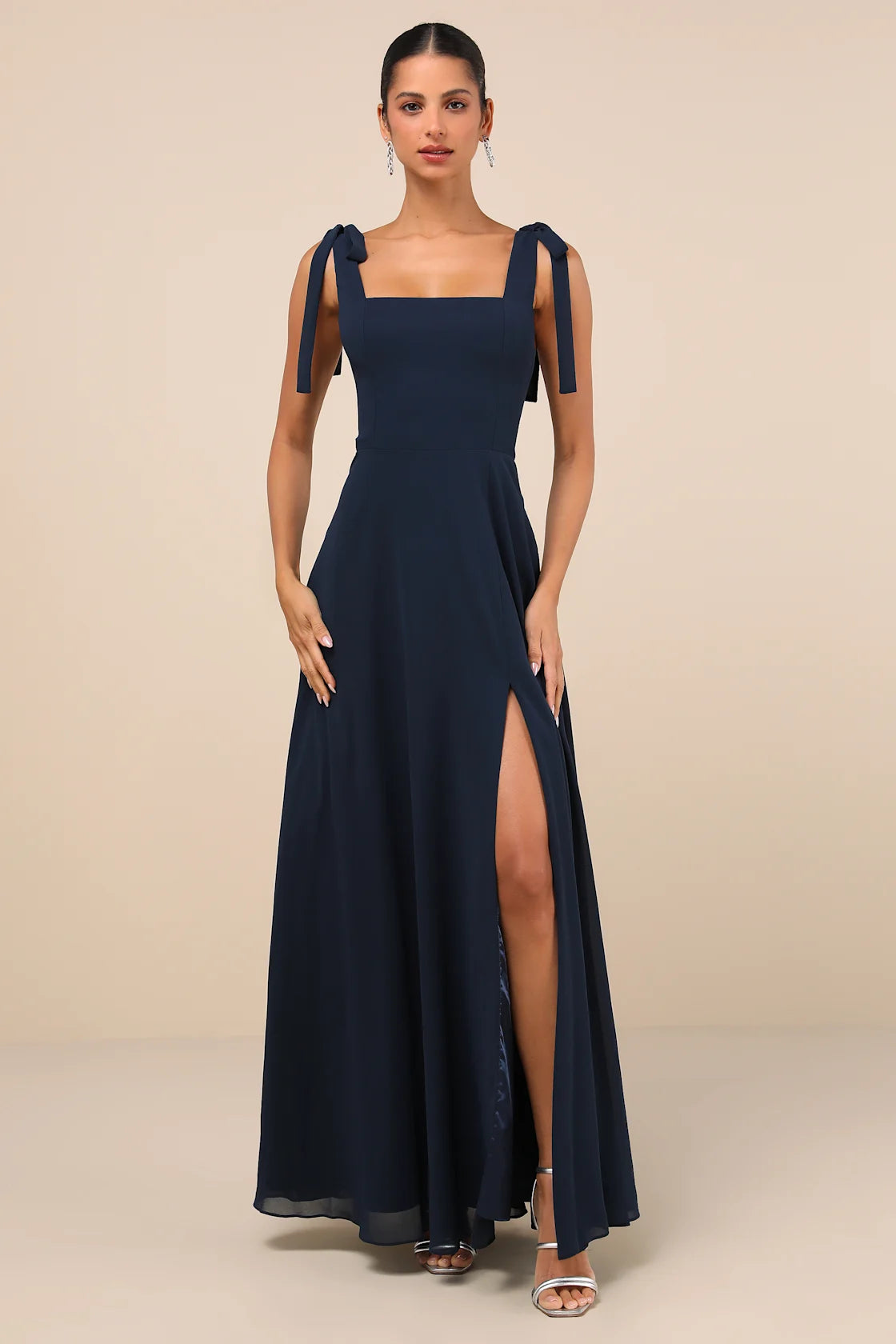 Love Me Forever Olive Green Tie-Strap Square Neck Maxi Dress
