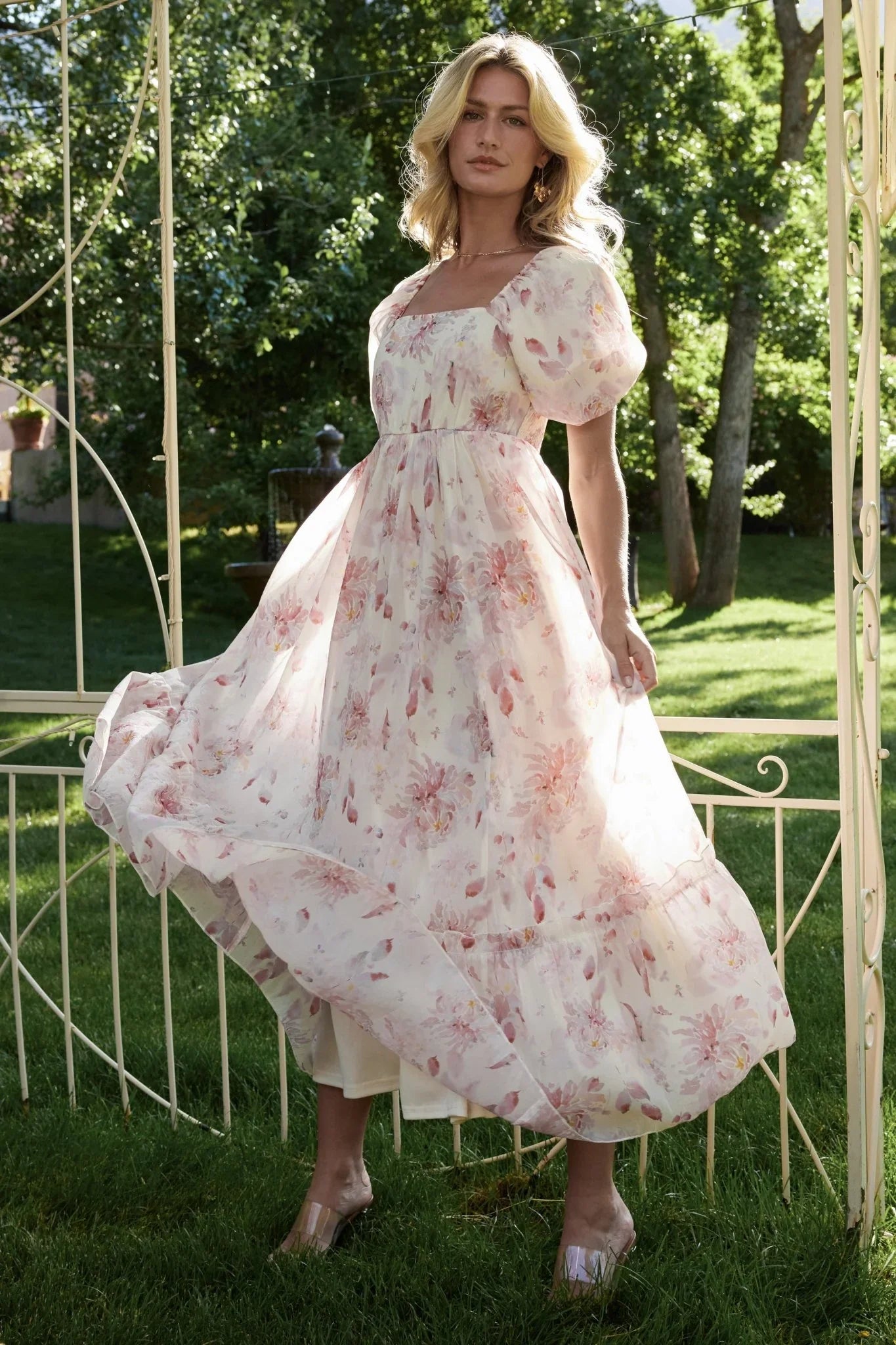 Dalia Maxi Dress | Ivory + Mauve Floral