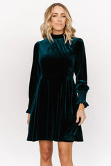 Tina Velvet Short Dress | Emerald