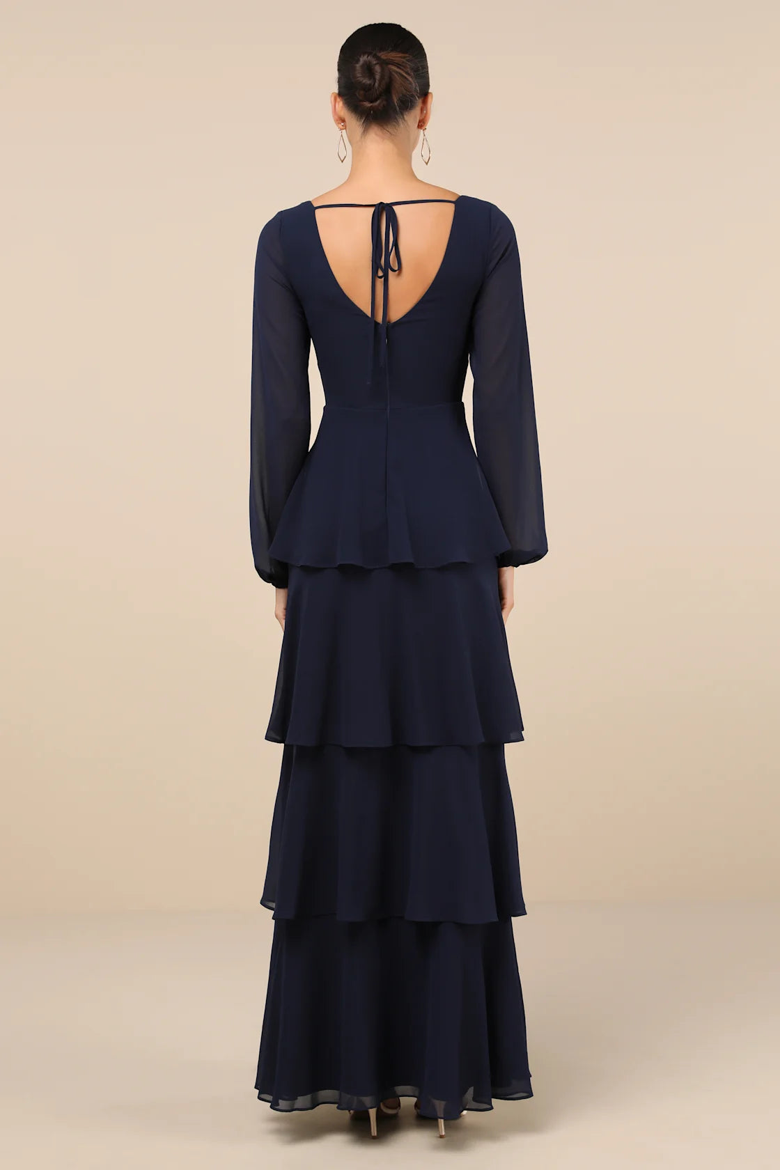 Flawless Excellence Rusty Rose Tiered Long Sleeve Maxi Dress
