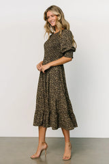 Pele Tiered Midi Dress | Black Floral