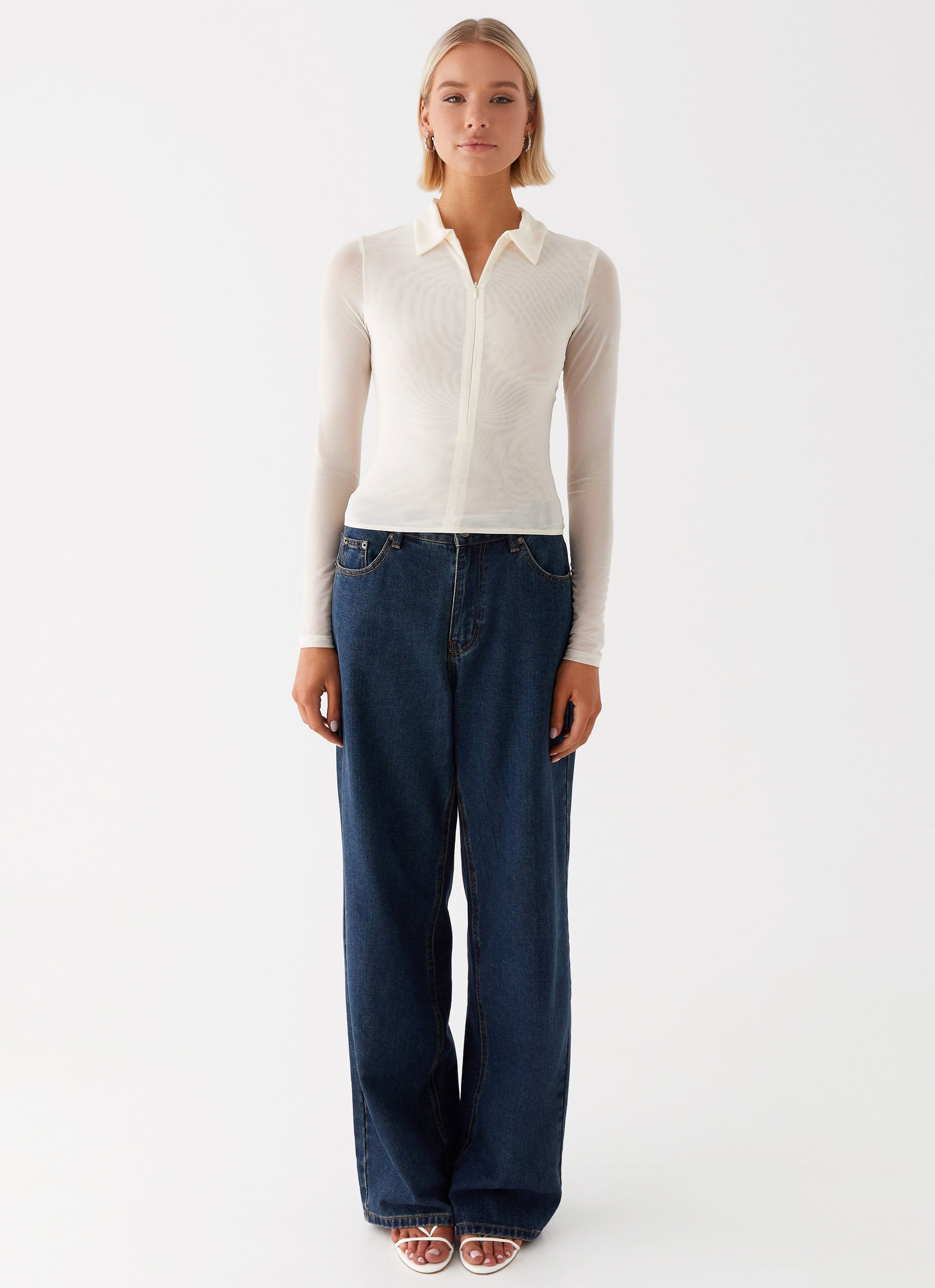 Lorna Zip Up Shirt - Ivory